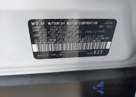 2022 Mitsubishi Outlander Black Edition S-Awc/Se 2.5 S-Awc/Se Launch Edition S-Awc z USA, uszkodzony, nr VIN JA4J4UA89NZ080805